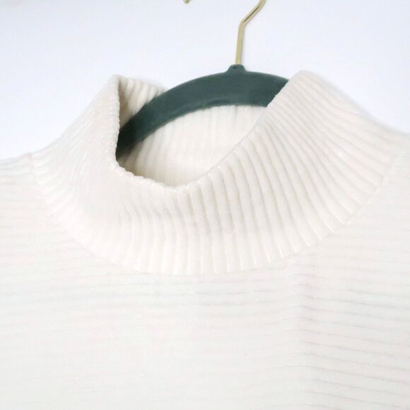 Madewell Texture & Thread Womens Mockneck Sweater Size Small White Velour Ribbed - Picture 6 of 9